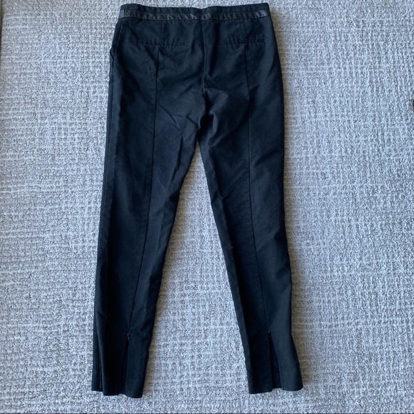Mango Black Leather Trim Cigarette Pants - Picture 3 of 7
